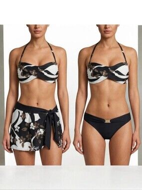 La Vie En Rose Black and White Floral Bikini Set